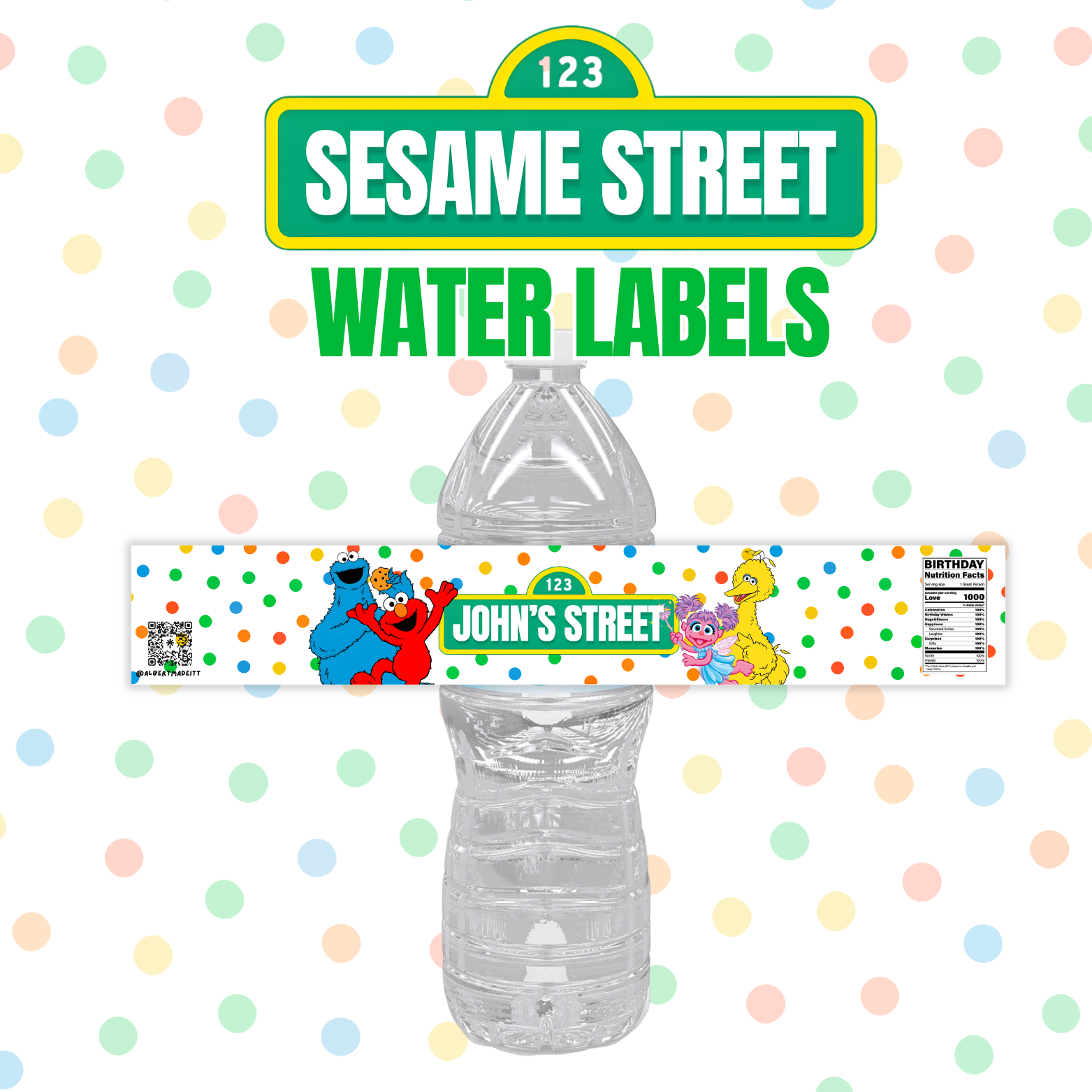 Sesame Street Water Labels