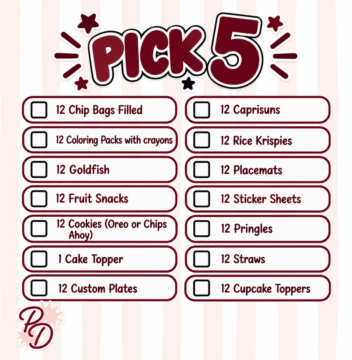 Pick 5 Party Favors *LABOR DAY SALE*