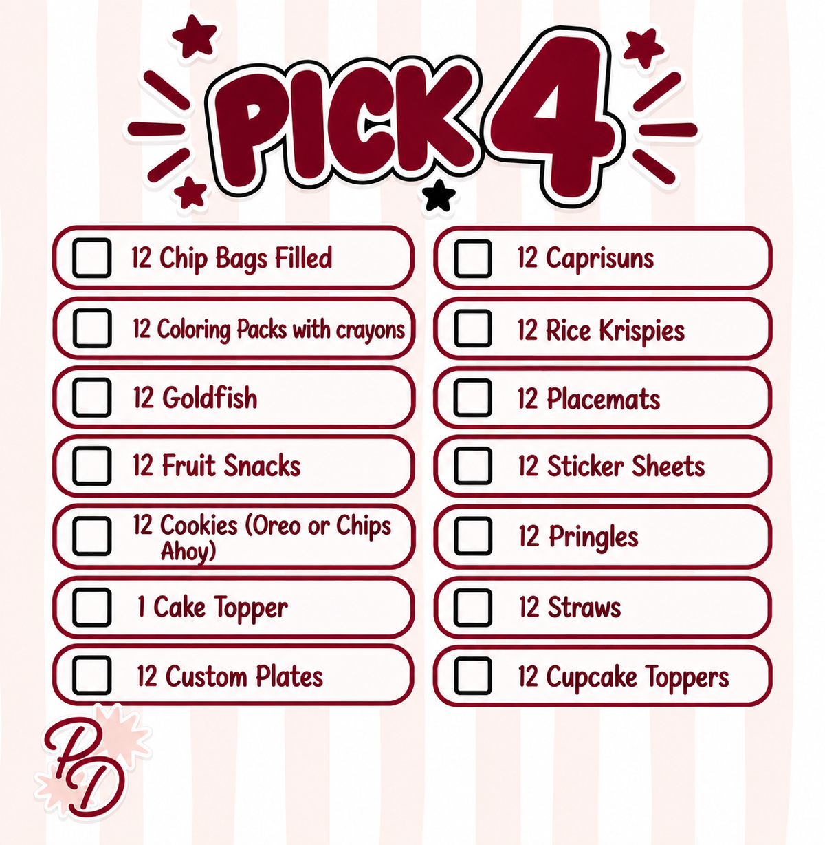 Pick 4 Party Favors *LABOR DAY SALE*