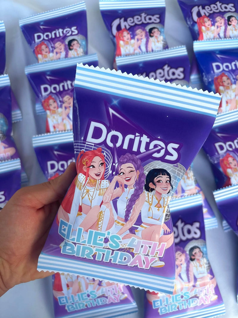 KPop Birthday Chip Bags – Custom Demon Hunter Party Favors