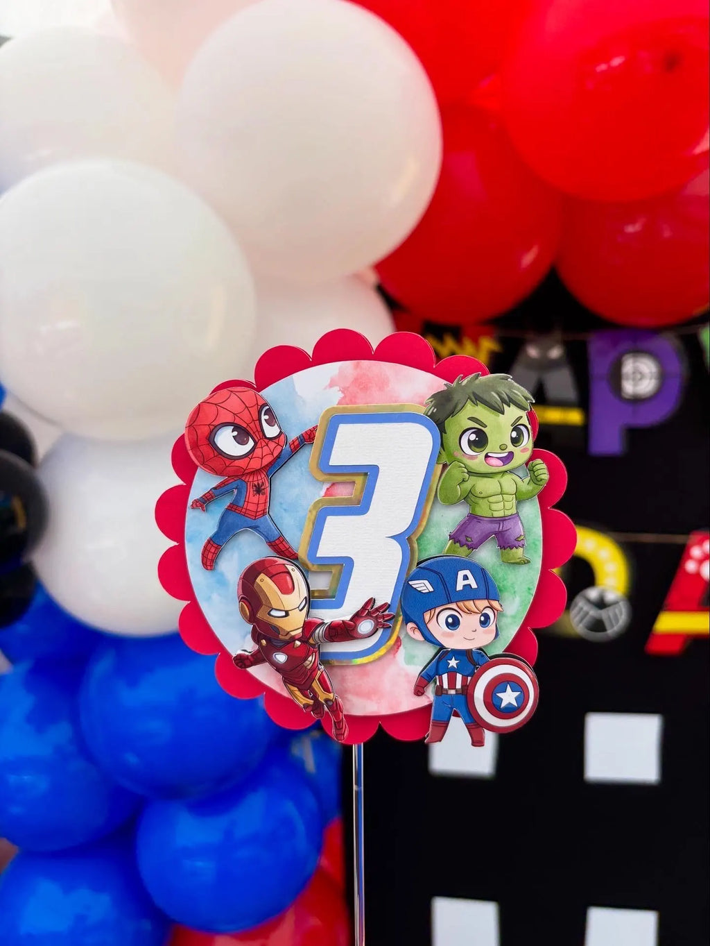 Marvel Avengers Superhero Cake Topper | Personalized Superhero Birthday Party Decor