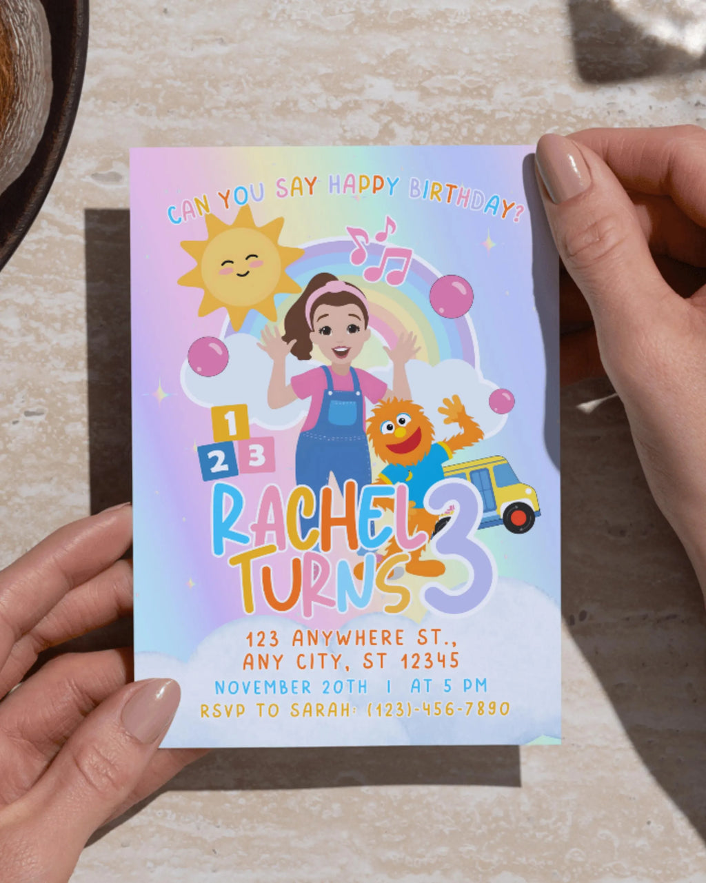 Editable Ms. Rachel Invitation | Kids Birthday Invitation | Digital Template
