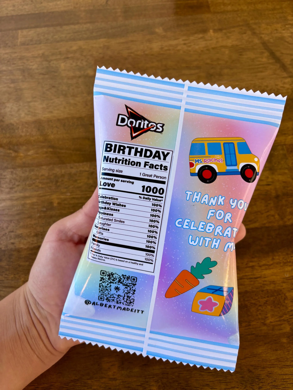 Ms. Rachel Chip Bags | Personalized Birthday Party Favor