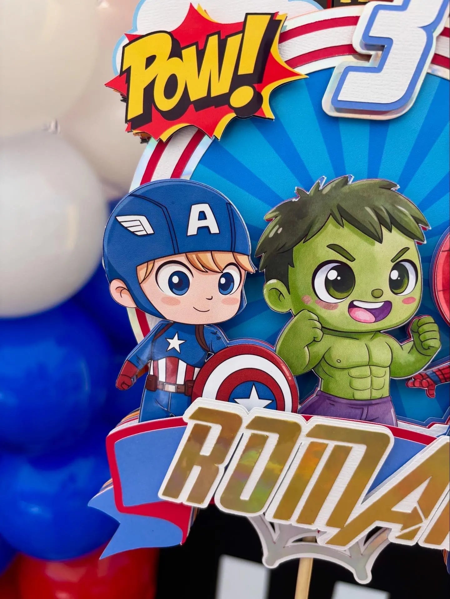Marvel Avengers Superhero Cake Topper | Personalized Superhero Birthday Party Decor