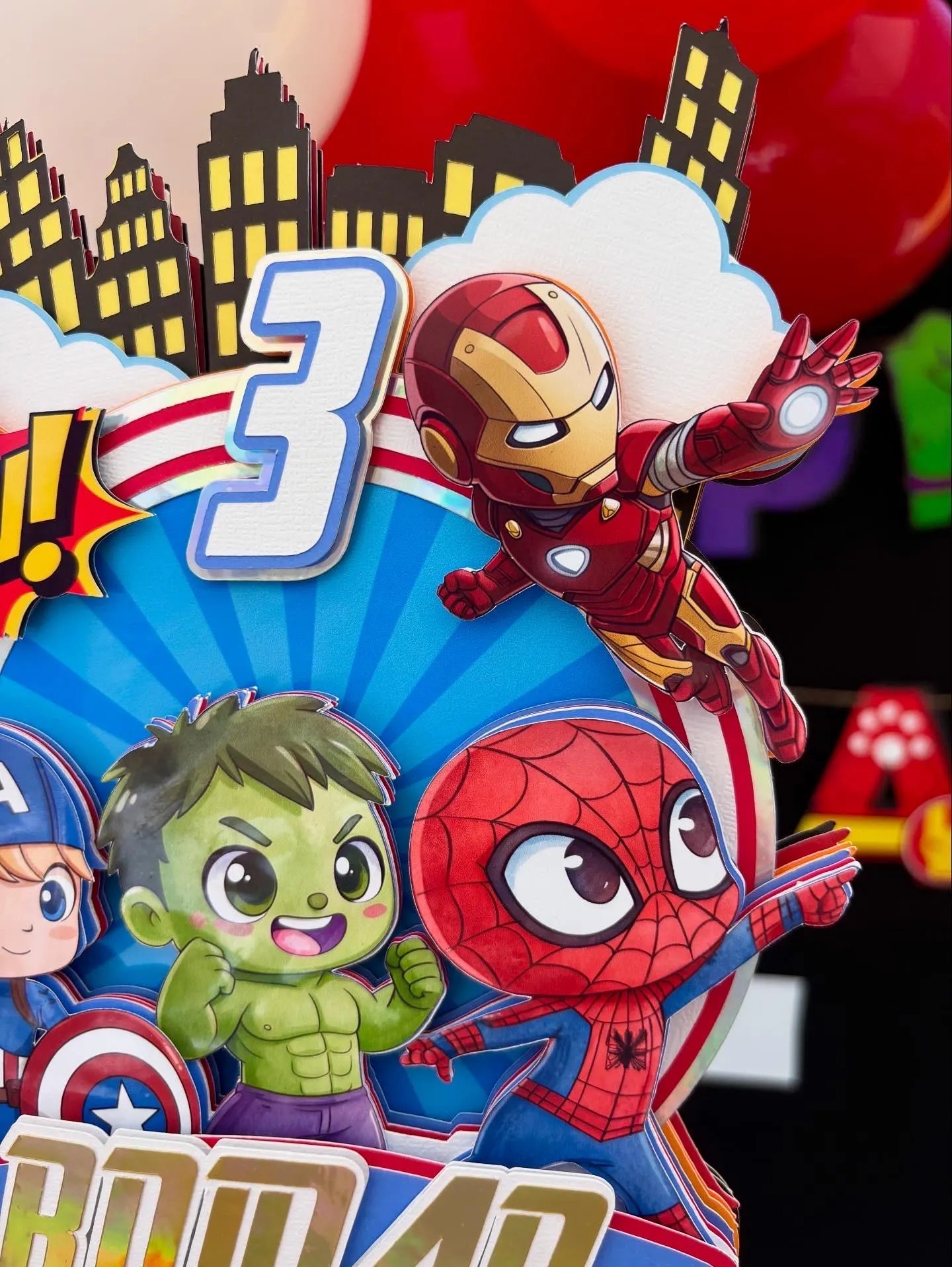 Marvel Avengers Superhero Cake Topper | Personalized Superhero Birthday Party Decor
