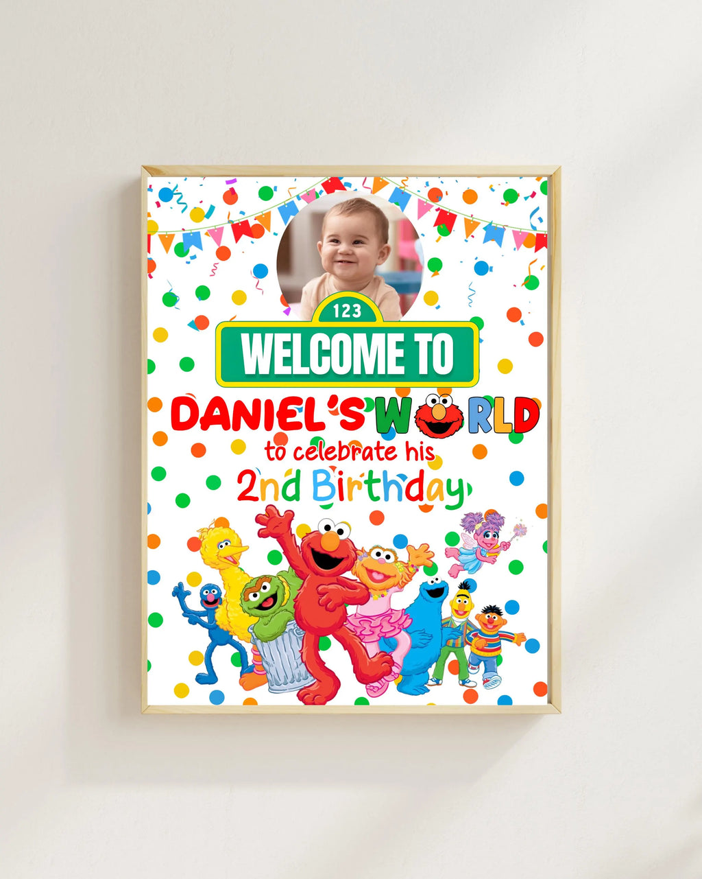 Editable Sesame Street Welcome Birthday Sign | Toddler Birthday Decor | Editable Canva Sign
