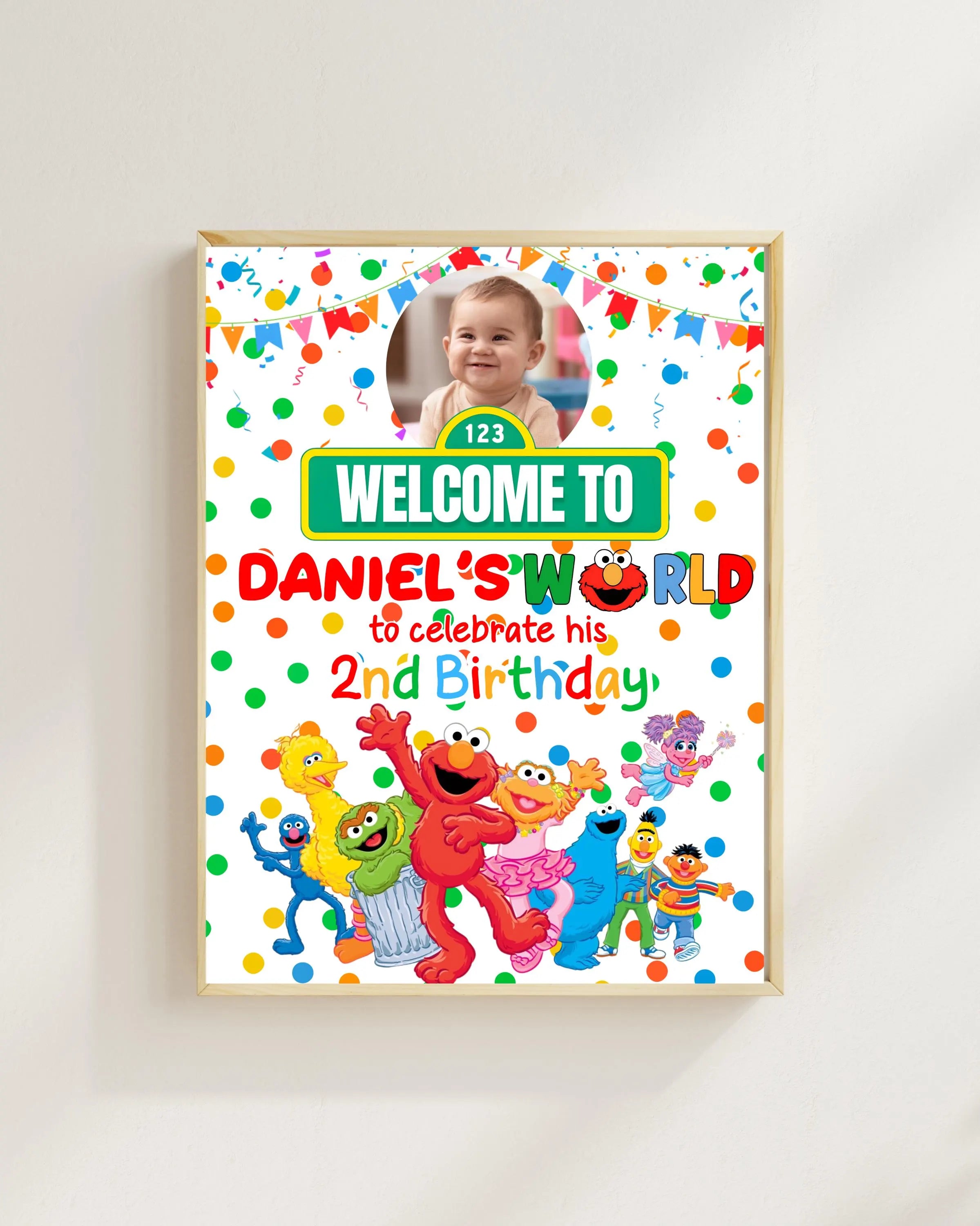 Editable Sesame Street Welcome Birthday Sign | Toddler Birthday Decor | Editable Canva Sign