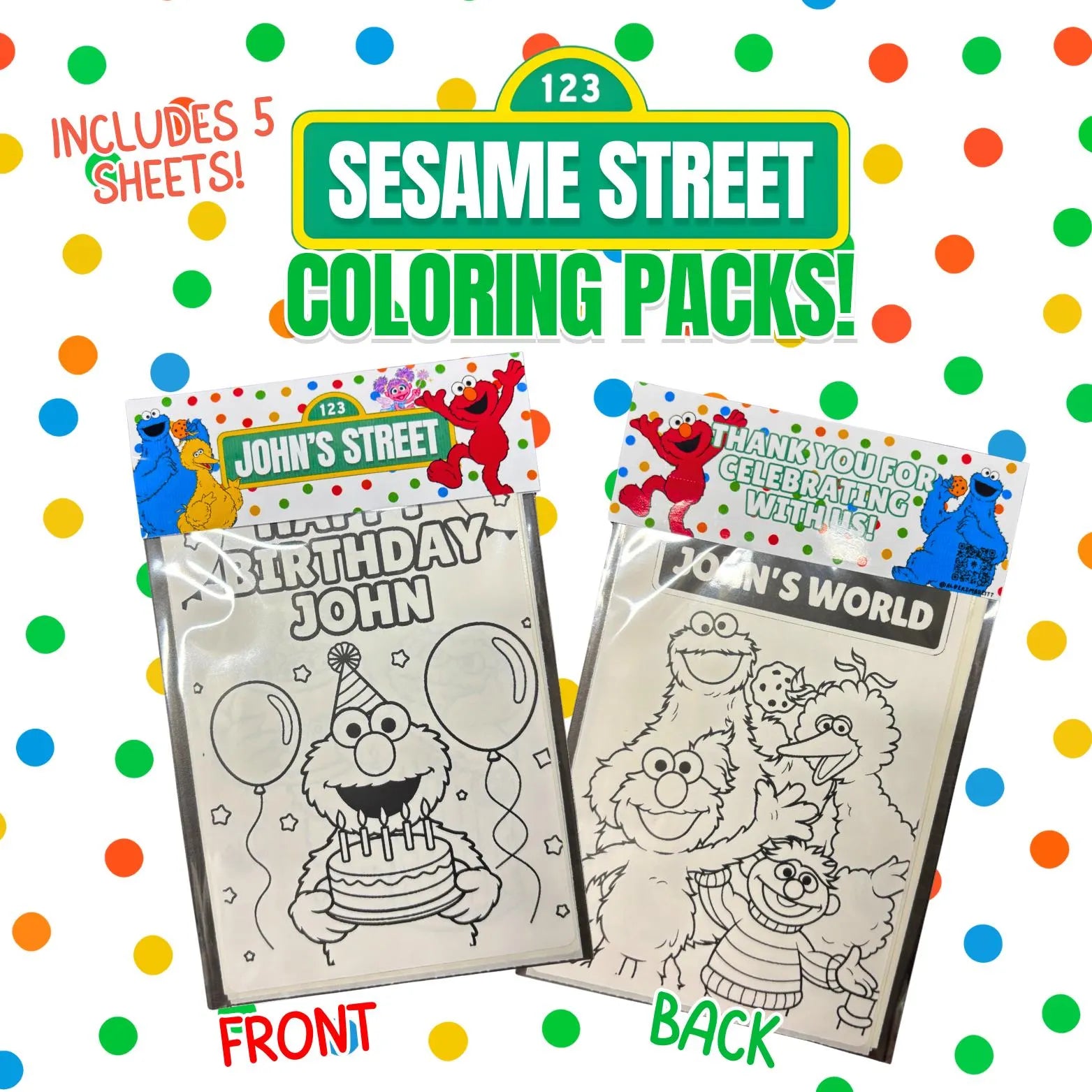 Sesame Street Birthday,Custom Coloring Sticker Packs