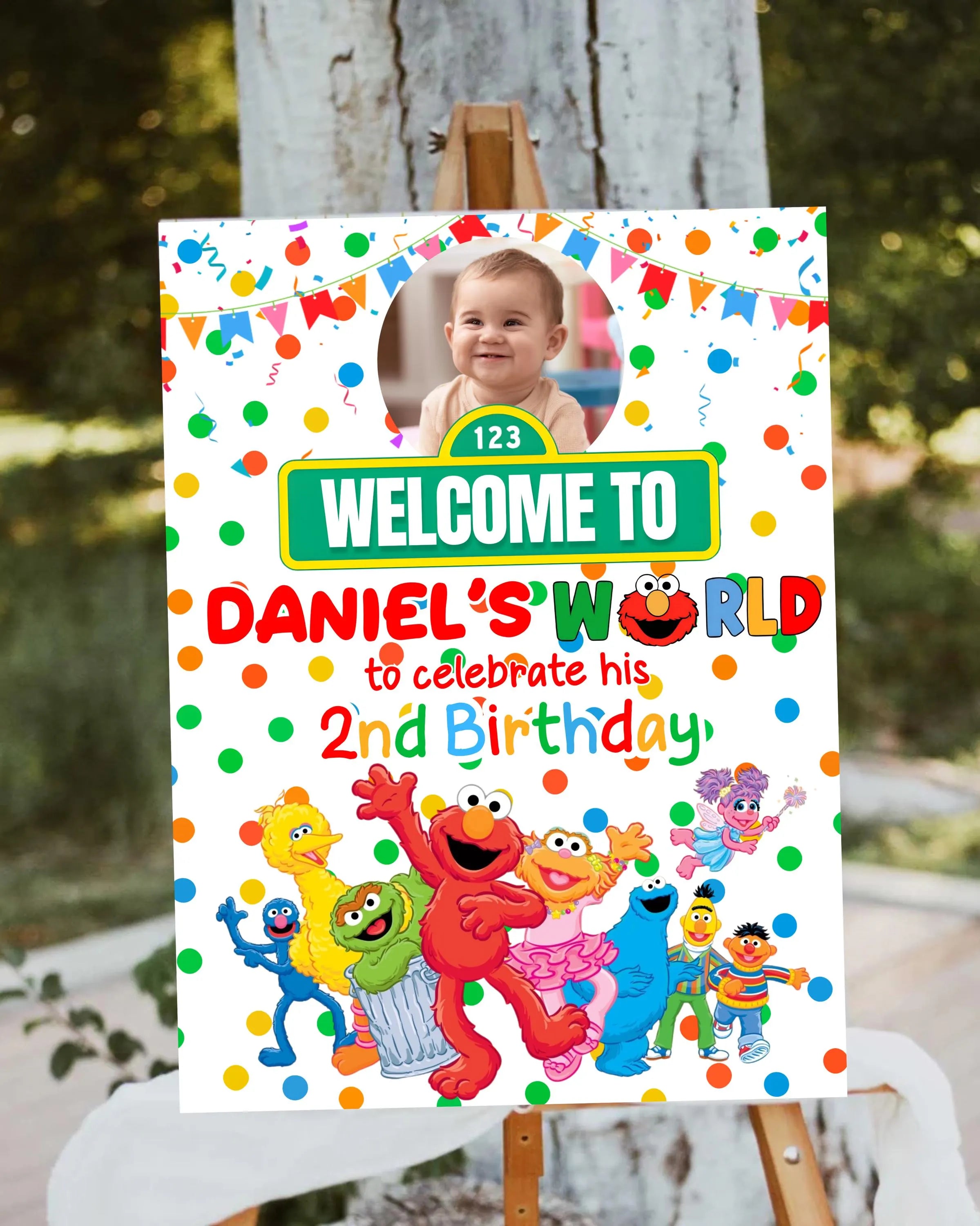 Editable Sesame Street Welcome Birthday Sign | Toddler Birthday Decor | Editable Canva Sign