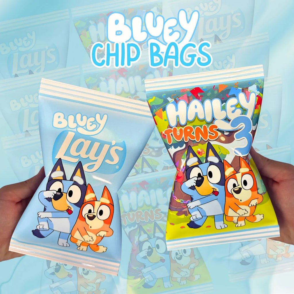 Bluey Blue Dog Birthday Chip Bags - Personalized Birthday Party Favor