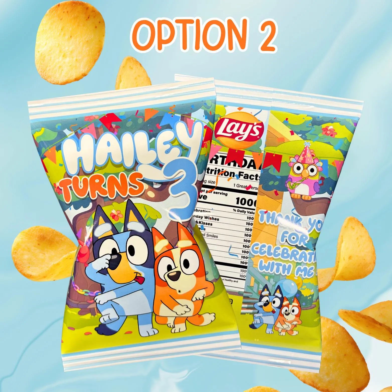 Bluey Blue Dog Birthday Chip Bags - Personalized Birthday Party Favor