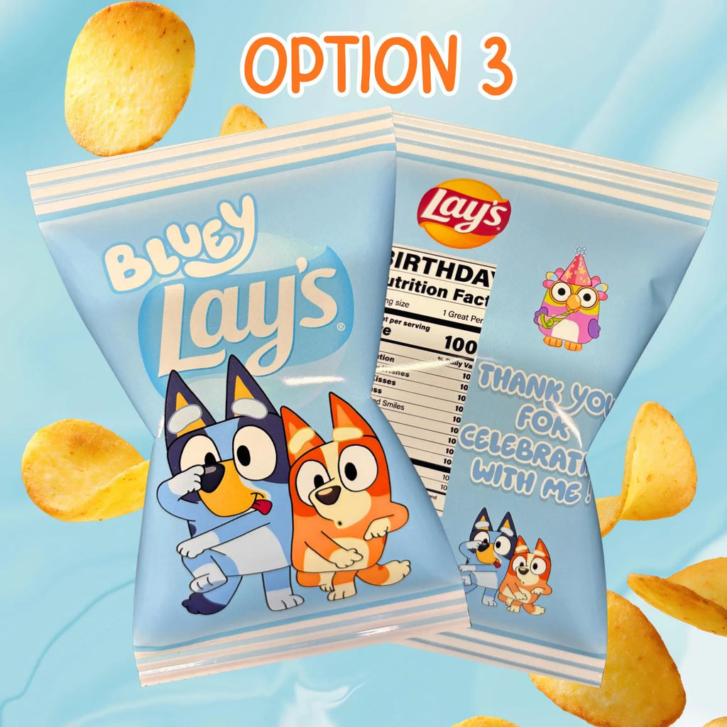Bluey Blue Dog Birthday Chip Bags - Personalized Birthday Party Favor