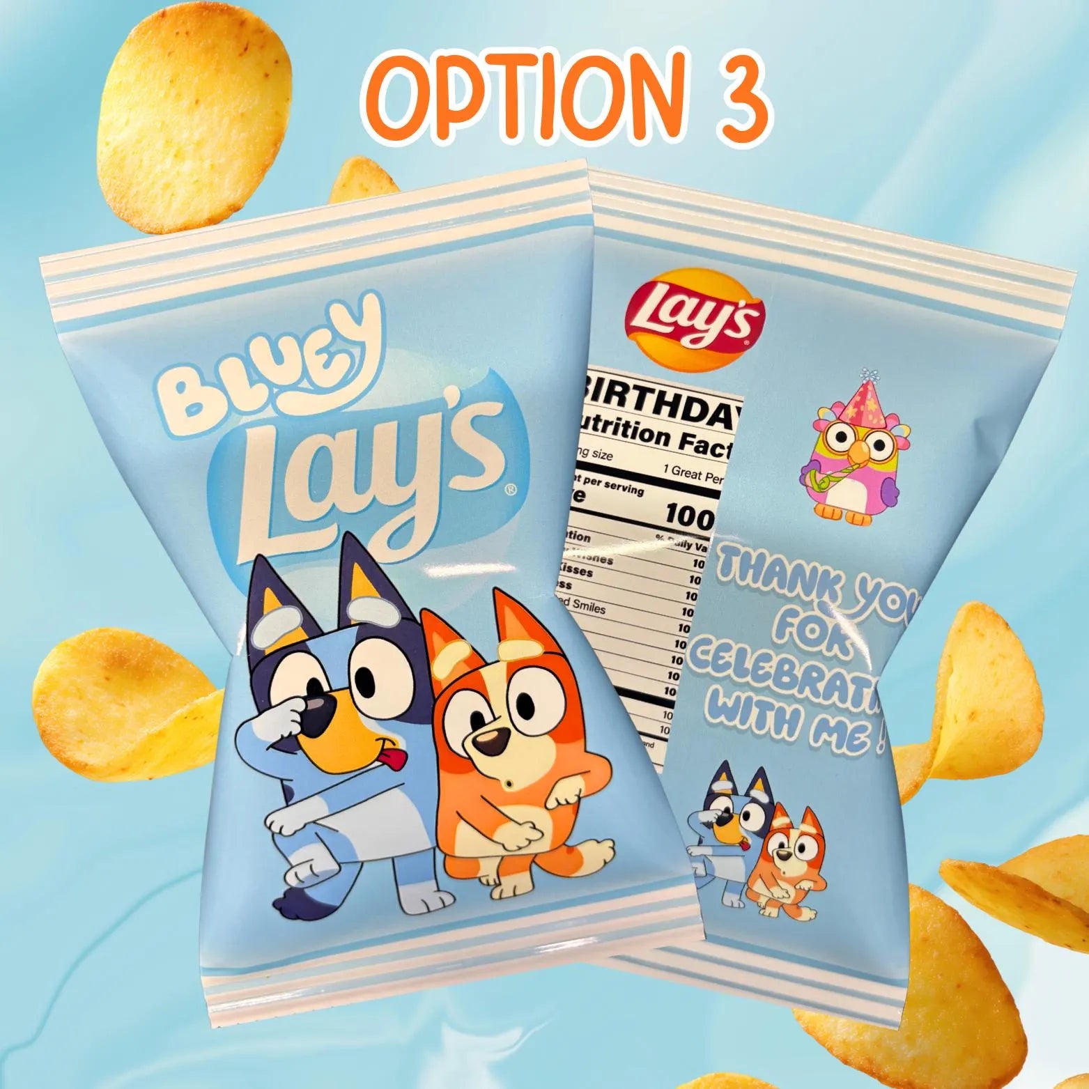 Bluey Blue Dog Birthday Chip Bags - Personalized Birthday Party Favor