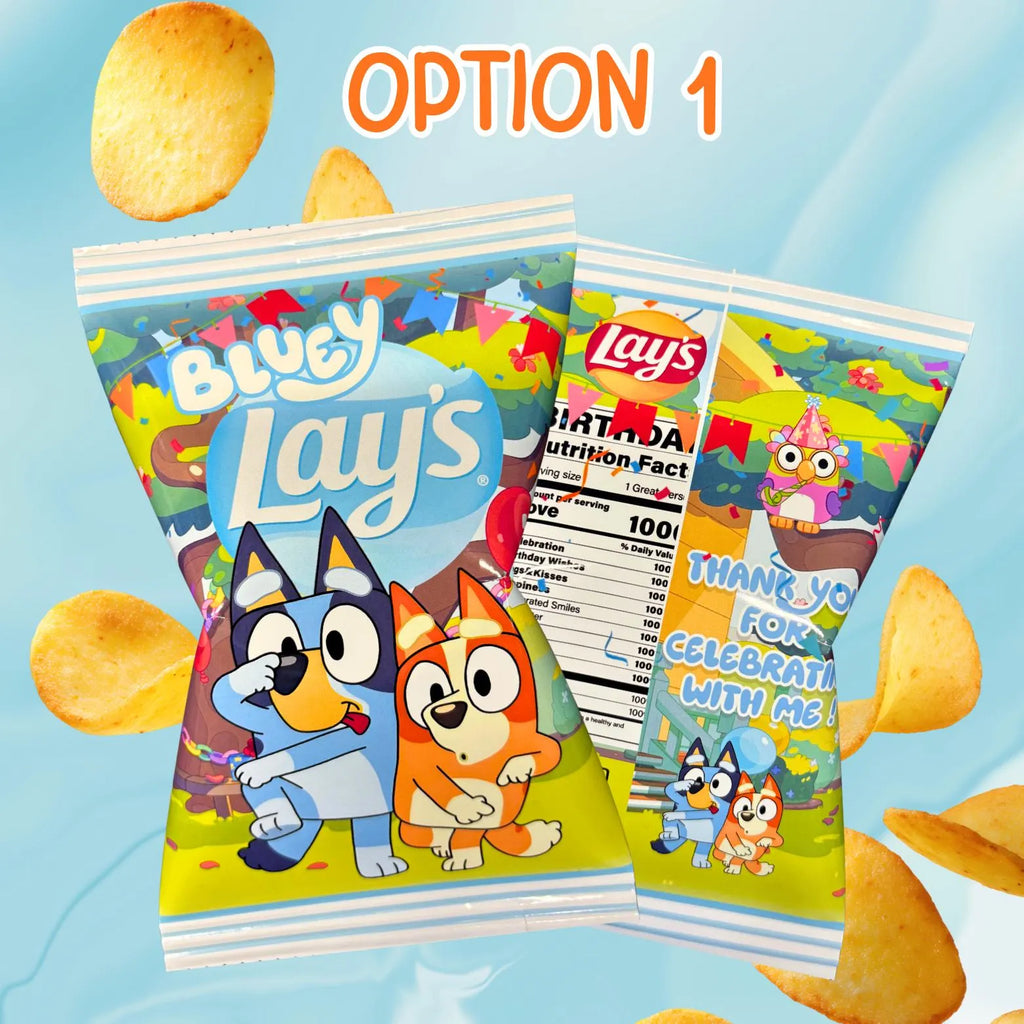 Bluey Blue Dog Birthday Chip Bags - Personalized Birthday Party Favor