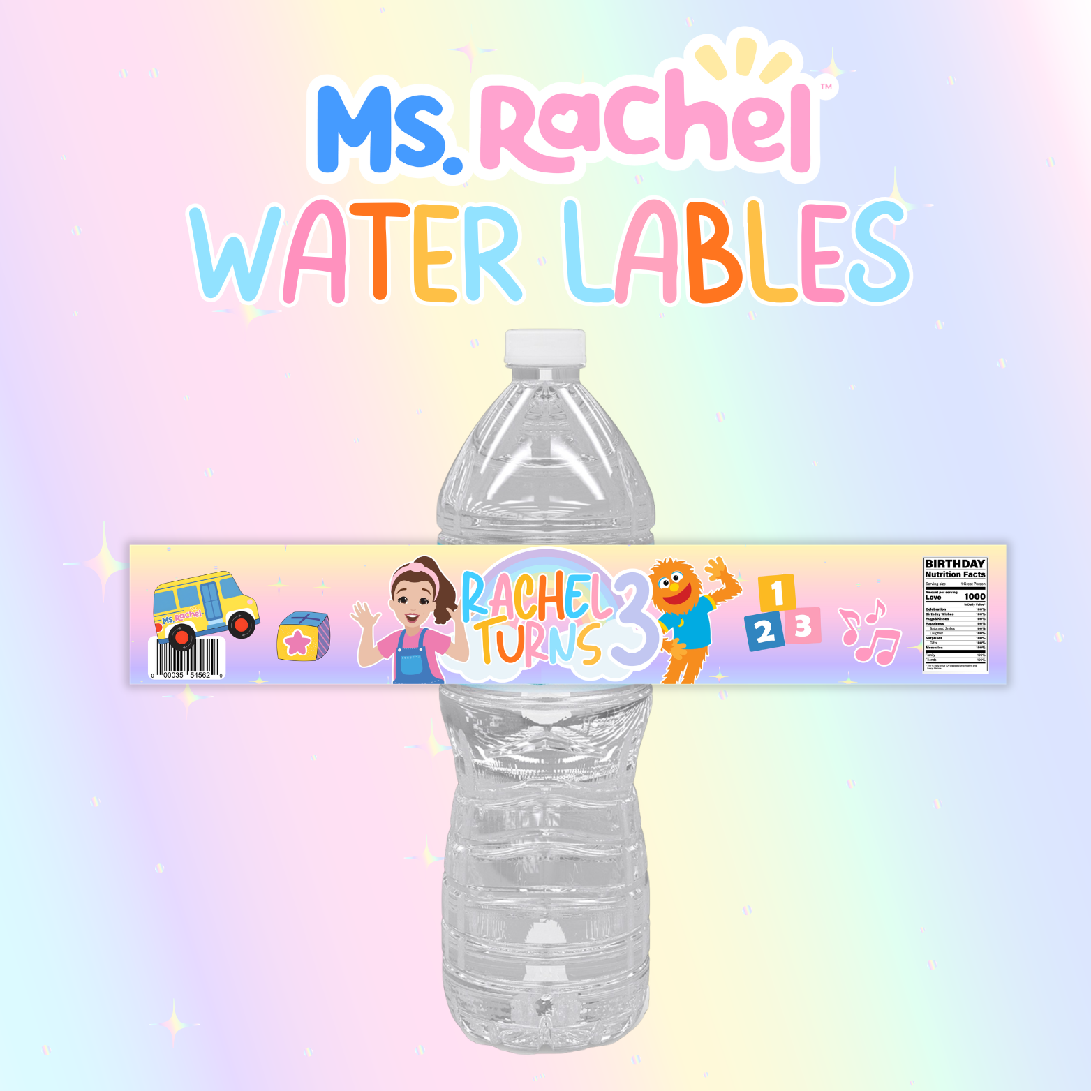Ms. Rachel Water Labels